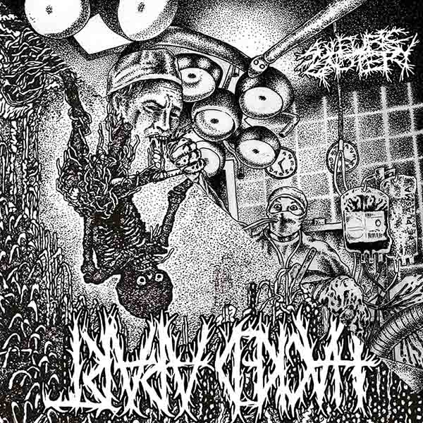 Hacked Apart / Sulfuric Cautery - Split 7" (black vinyl) (image for) Hacked Apart / Sulfuric Cautery - Split 7" (black vinyl)