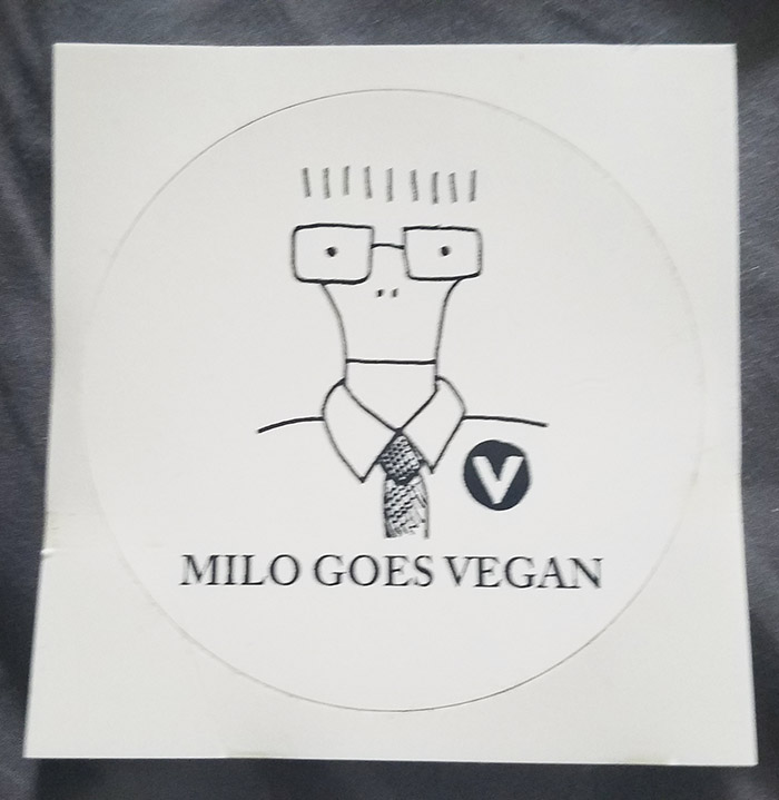 Milo Goes Vegan - Design 2" Circular Sticker (image for) Milo Goes Vegan - Design 2" Circular Sticker