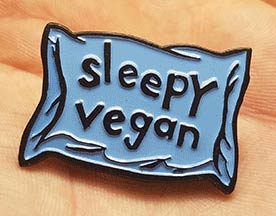 Sleepy Vegan - Blue Enamel Pin (image for) Sleepy Vegan - Blue Enamel Pin