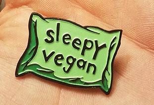Sleepy Vegan - Green Enamel Pin (image for) Sleepy Vegan - Green Enamel Pin