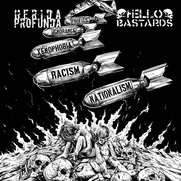 Herida Profuna / Hello Bastards - split 7" (color vinyl) (image for) Herida Profuna / Hello Bastards - split 7" (color vinyl)