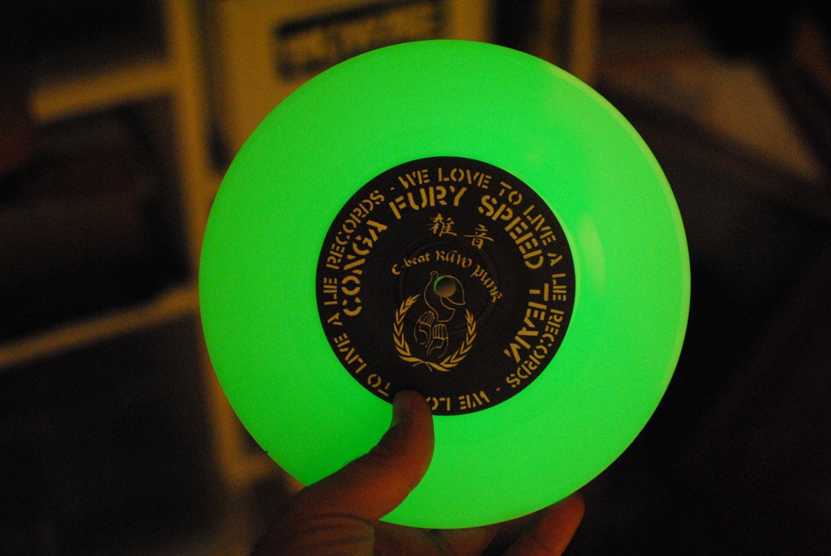 Conga Fury/Shitstorm split on glow in the dark vinyl