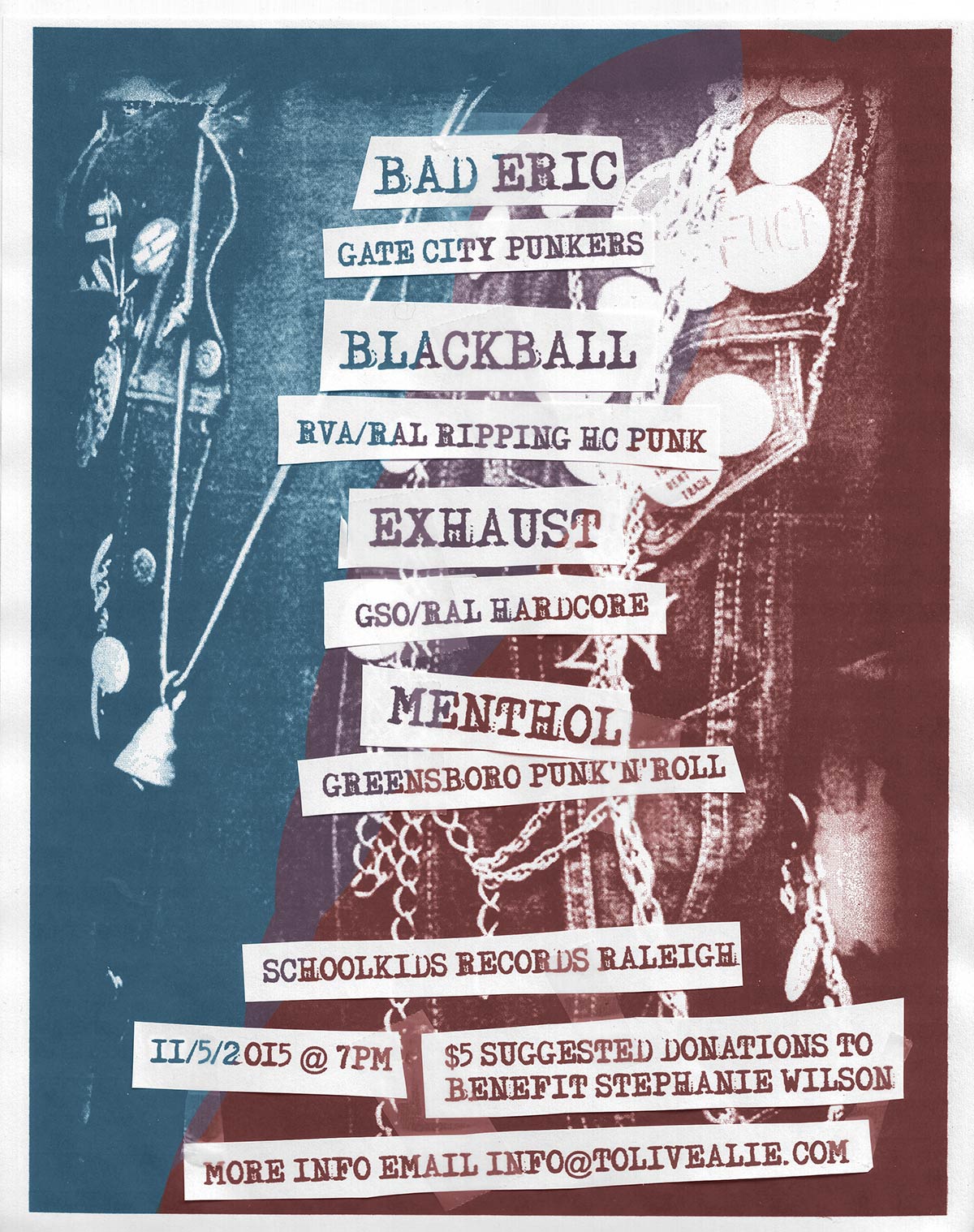 11/5/2015 - Raleigh, NC - Benefit Show: Bad Eric, Exhaust, more