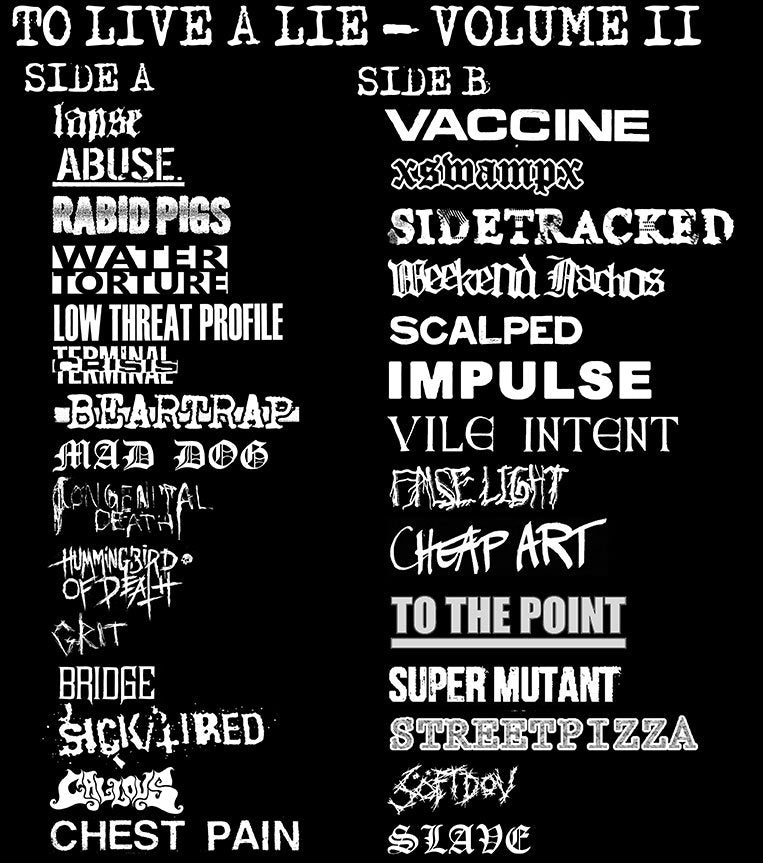 To Live A Lie Records Volume II LP - Band Announcement